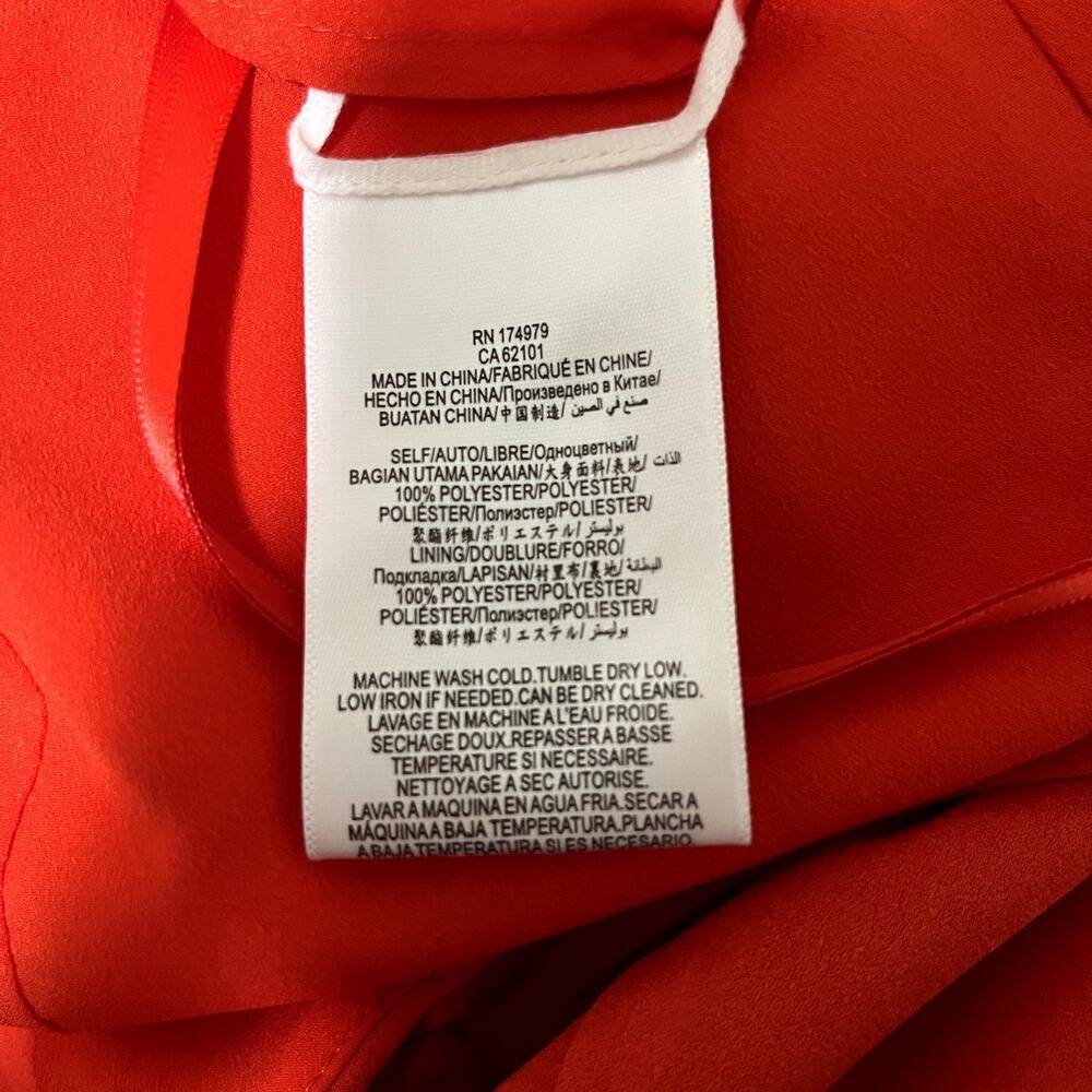 BCBGMaxAzria Faux Wrap Ruched Ruffle Red Dress - Picture 5 of 5